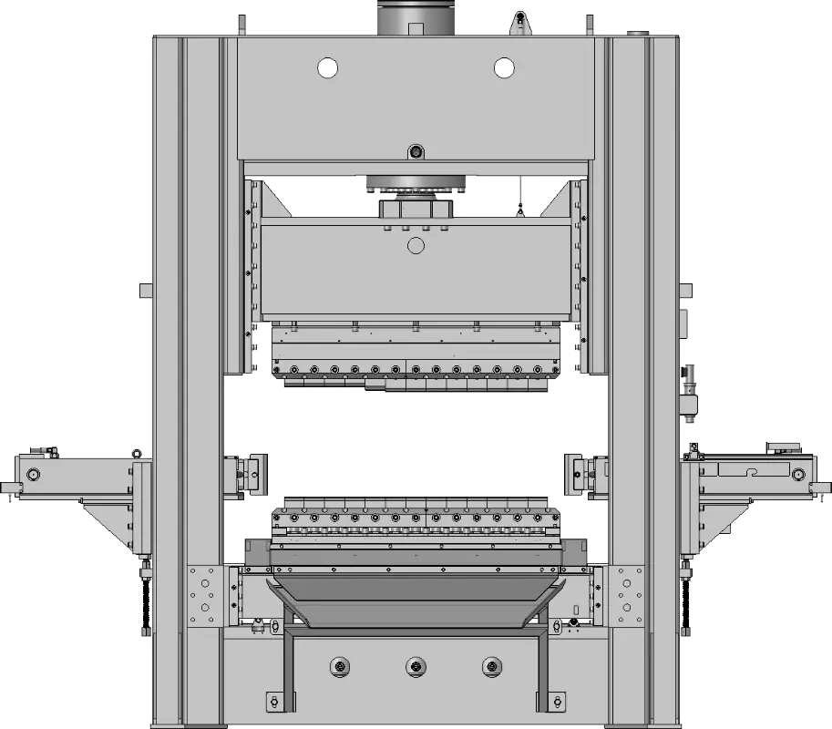 Cut (sawn) stone slab splitter model - front view